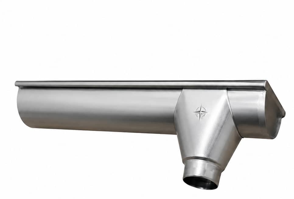 koncový žlab s kotlíkem pozinkovaný pravý s kotlíkem 250 mm